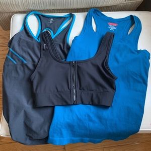 Lots of 3 size small workout tops. Clean, supportive.